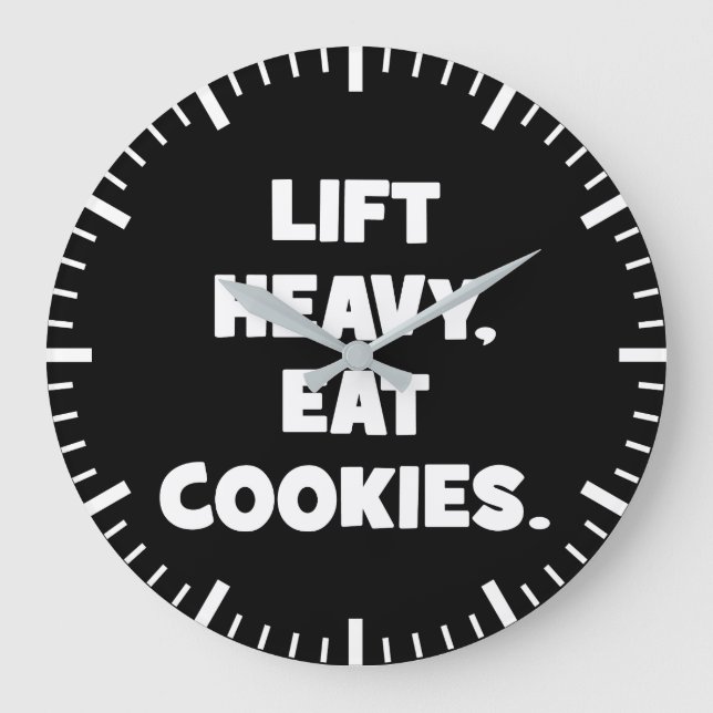 Hiss Heavy, Eat Cookies - Funny - Novelty Workout Stor Klocka (Framsida)
