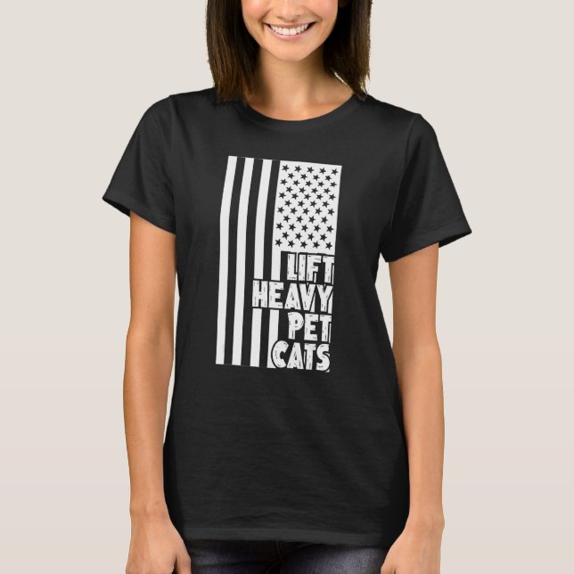 Hiss Heavy Pet Cats American Flagga Graphic Cat Te T Shirt (Framsida)