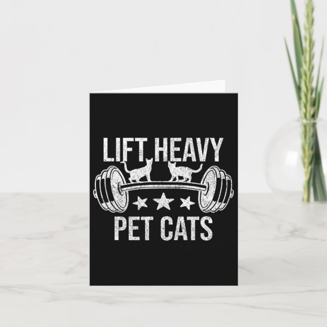 Hiss Heavy Pet Cats Bodybuilding Weightlift Cat Kort (Framsida)