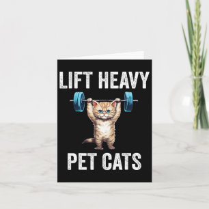 Hiss Heavy Pet Cats Funny Gym Workout Weight Lifte Kort