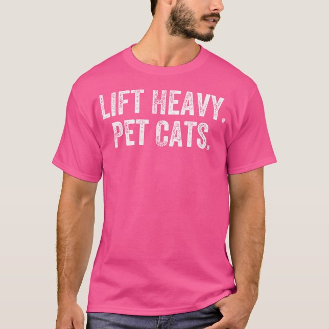 Hiss Heavy Pet Cats Gym Weightlifter BodyBuilder T Shirt (Framsida)