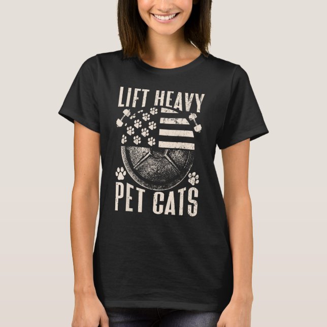 Hiss Heavy Pet Cats Weightlyftande Cat Weight Lift T Shirt (Framsida)