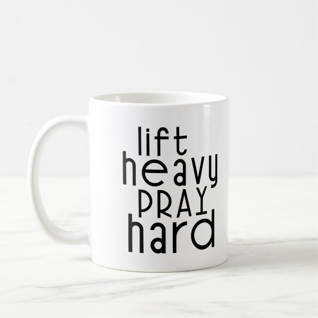Hiss Heavy Pray Hard Christian Gym Älskare Quote Kaffemugg (Vänster)