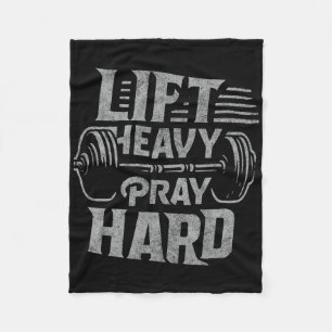 Hiss Heavy Pray Hard Gym Jesus Christian för Chris Fleecefilt