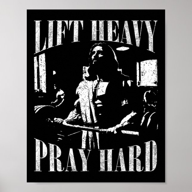 Hiss Heavy Pray Hard Gym Jesus Christian för Chris Poster (Framsidan)