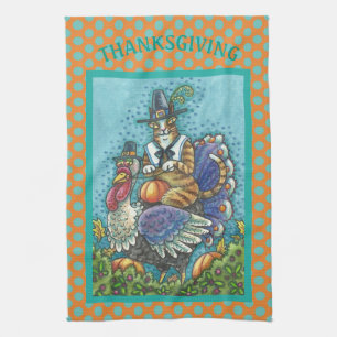 HISS N FITZ CAT, THANKSGIVING TURKEY KITCHEN TOWEL KÖKSHANDDUK