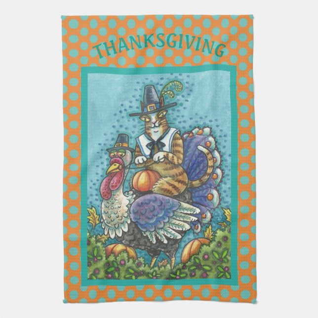 HISS N FITZ CAT, THANKSGIVING TURKEY KITCHEN TOWEL KÖKSHANDDUK (Vertikal)