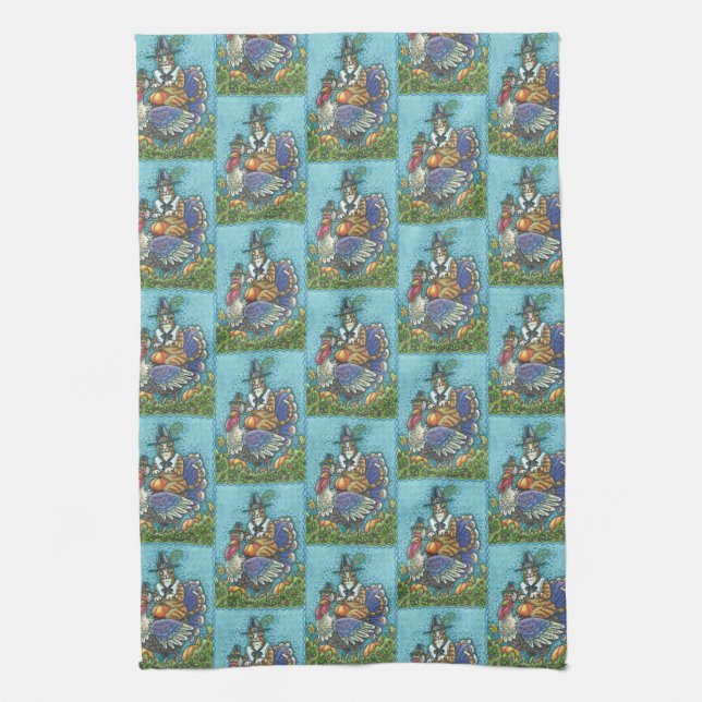 HISS N FITZ CAT, THANKSGIVING TURKEY KITCHEN TOWEL KÖKSHANDDUK (Vertikal)