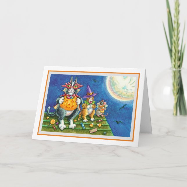 HISS N' FITZ KATTER, SKOJIG HALLOWEEN-FIRANDE HELGKORT (Framsida)