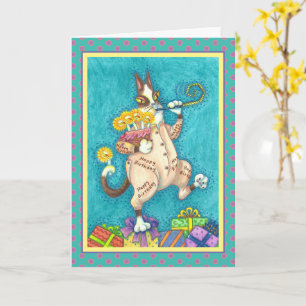 HISS N'FITZ CAT IN BIRTHDAY KOSTYM, CAKE & CANDLES KORT