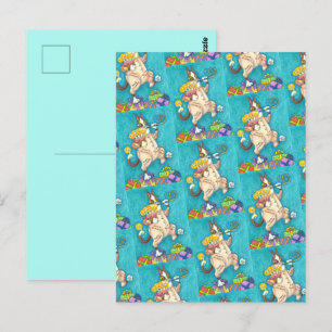 HISS N'FITZ CAT IN BIRTHDAY KOSTYM, CAKE & CANDLES VYKORT