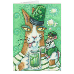 HISS N'FITZ CAT & RÅTTA, CHEERS TO GRÖNT BEER blan Hälsningskort