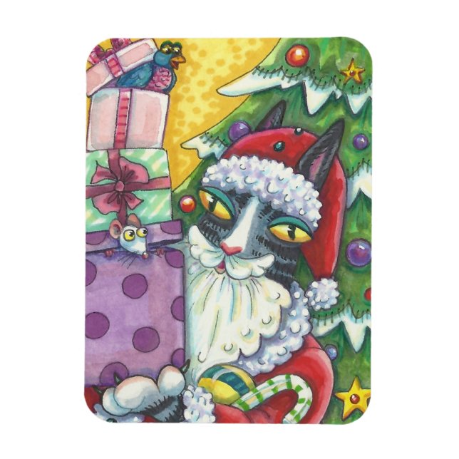 Hiss N'Fitz CAT SANTA CHRISTMAS MAGNET (Vertikal)
