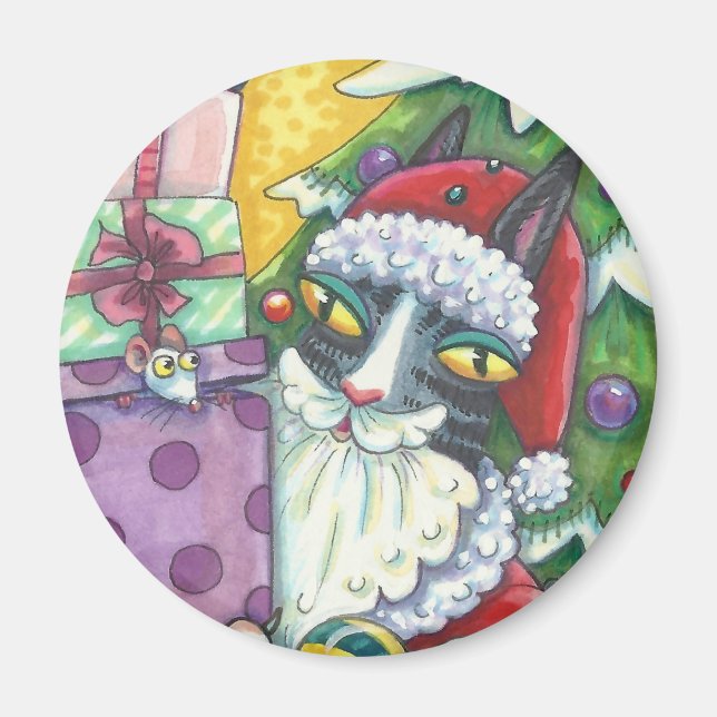 Hiss N'Fitz CAT SANTA CHRISTMAS MAGNET (Framsidan)