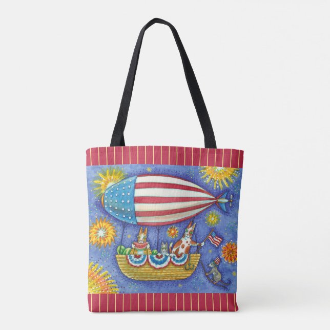 HISS N'FITZ CATS 4TH of JULY ZEPPELIN FUNny Tygkasse (Baksida)