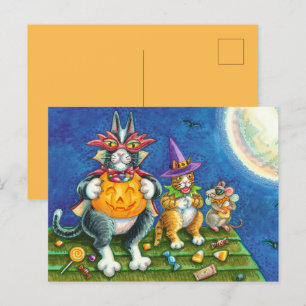 HISS N'FITZ CATS, BUS ELLER GODIS FUNNY HALLOWEEN HELG VYKORT