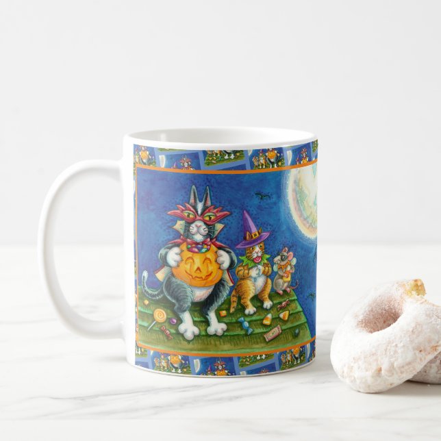 HISS N'FITZ CATS, BUS ELLER GODIS FUNNY HALLOWEEN KAFFEMUGG (Med munk)