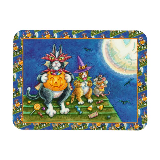 HISS N'FITZ CATS, BUS ELLER GODIS FUNNY HALLOWEEN MAGNET (Horisontell)
