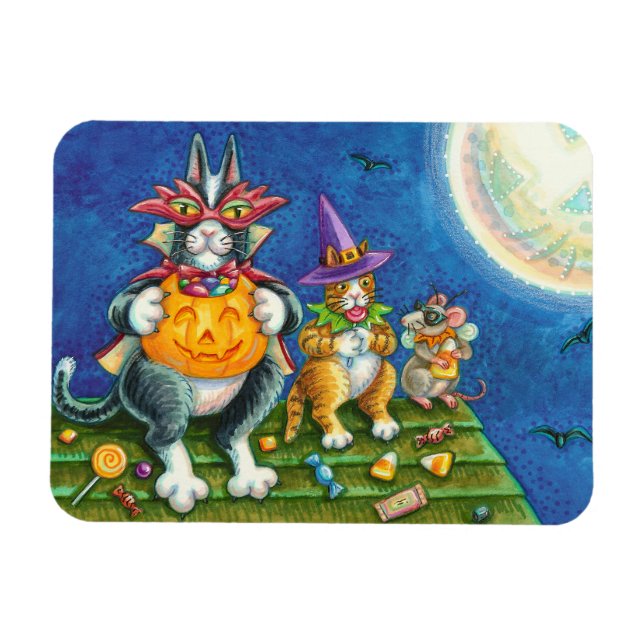 HISS N'FITZ CATS, BUS ELLER GODIS FUNNY HALLOWEEN MAGNET (Horisontell)