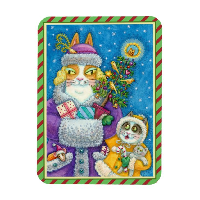 HISS N'FITZ CATS CHRISTMAS SHOPPING, FEATHER TRÄD MAGNET (Vertikal)