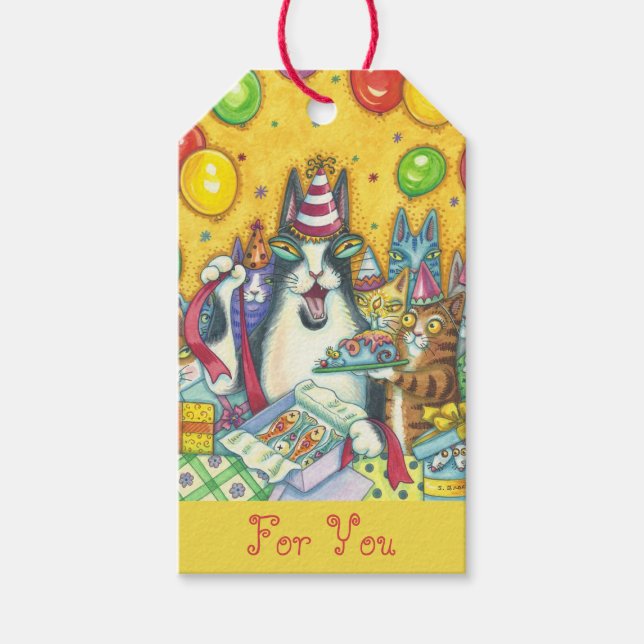 HISS N'FITZ CATS, FÖDELSEDAGSFEST GIFT MÄRKRE Set Presentetikett (Framsidan)