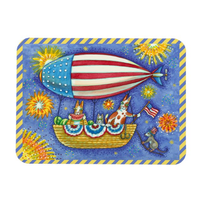 HISS N'FITZ CATS & MUSE IN 4:E JULY ZEPPELIN MAGNET (Horisontell)