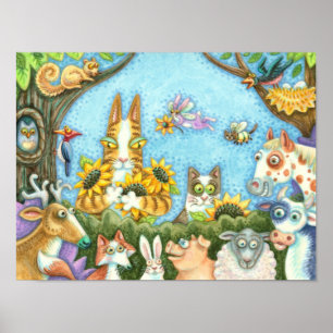 HISS N'FITZ CATS OCH MENAGERIE OF FRIENDS, FUNNY POSTER