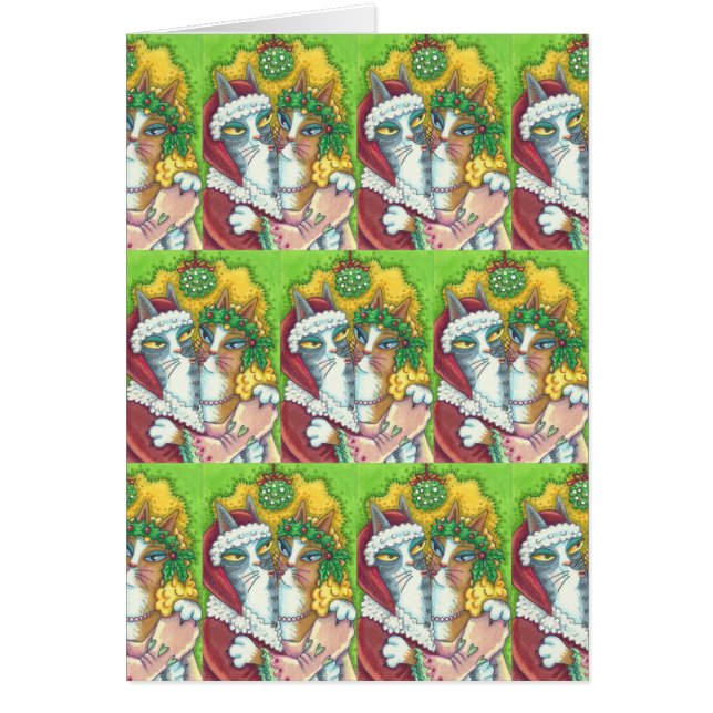 HISS N'FITZ CATS, SANTA CHRISTMAS GREETING CARD B OBS KORT (Framsidan)