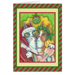 HISS N'FITZ CATS, SANTA CHRISTMAS GREETING CARD V HÄLSNINGSKORT