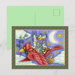 HISS N'FITZ FUNNY CATS, GIANT CHRISTMAS CARDINAL HELG VYKORT