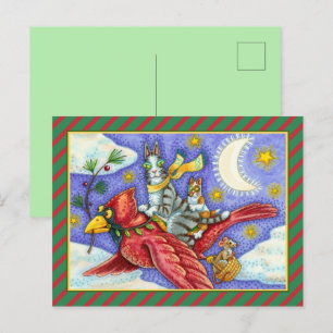 HISS N'FITZ FUNNY CATS, GIANT CHRISTMAS CARDINAL HELG VYKORT