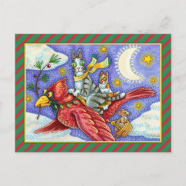 HISS N'FITZ FUNNY CATS, GIANT CHRISTMAS CARDINAL HELG VYKORT