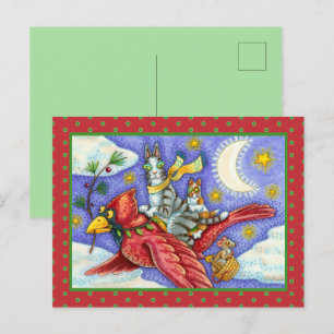 HISS N'FITZ FUNNY CATS, GIANT CHRISTMAS CARDINAL HELG VYKORT