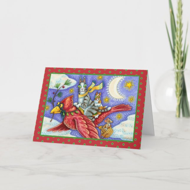 HISS N'FITZ FUNNY CATS, GIANT CHRISTMAS CARDINAL HELGKORT (Framsida)