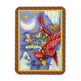 HISS N'FITZ FUNNY CATS, GIANT CHRISTMAS CARDINAL MAGNET