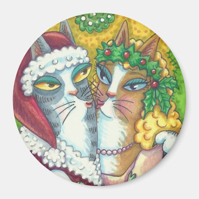 HISS N'FITZ KISSING CATS, SANTA KLO MAGNET (Framsidan)