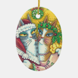 HISS N'FITZ KISSING CATS, SANTA KLO ORNAMENT