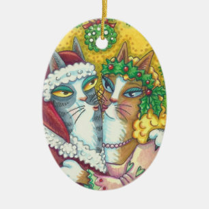 HISS N'FITZ KISSING CATS, SANTA KLO ORNAMENT