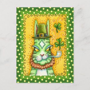 HISS N'FITZ LEPRECHAUN, ST. PADDY'S DAY FUNNY CAT HELG VYKORT