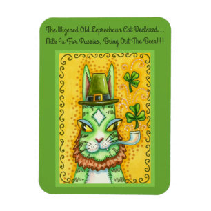 HISS N'FITZ LEPRECHAUN, ST. PADDY'S DAY FUNNY CAT MAGNET