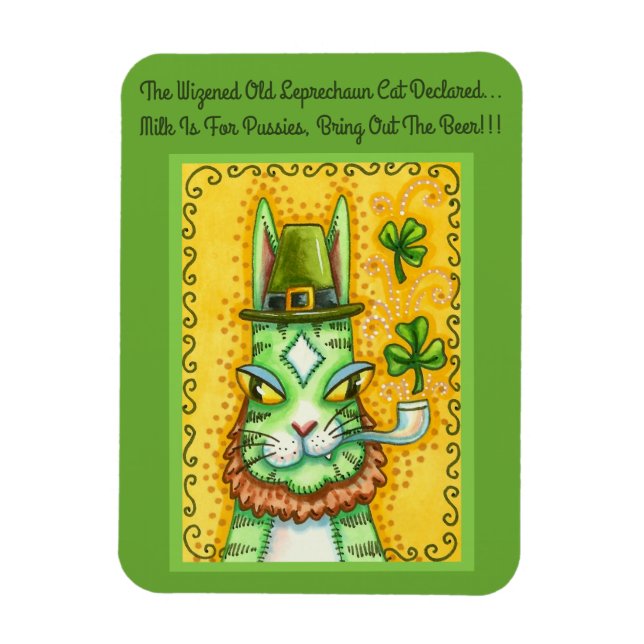 HISS N'FITZ LEPRECHAUN, ST. PADDY'S DAY FUNNY CAT MAGNET (Vertikal)
