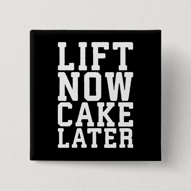 Hiss Now, Cake Senare - Carbs - Funny Workout Knapp (Framsida)