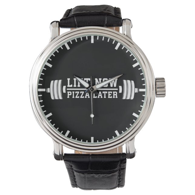 Hiss Now, Pizza Later, Barbell - Novelty Gym Armbandsur (Framsida)