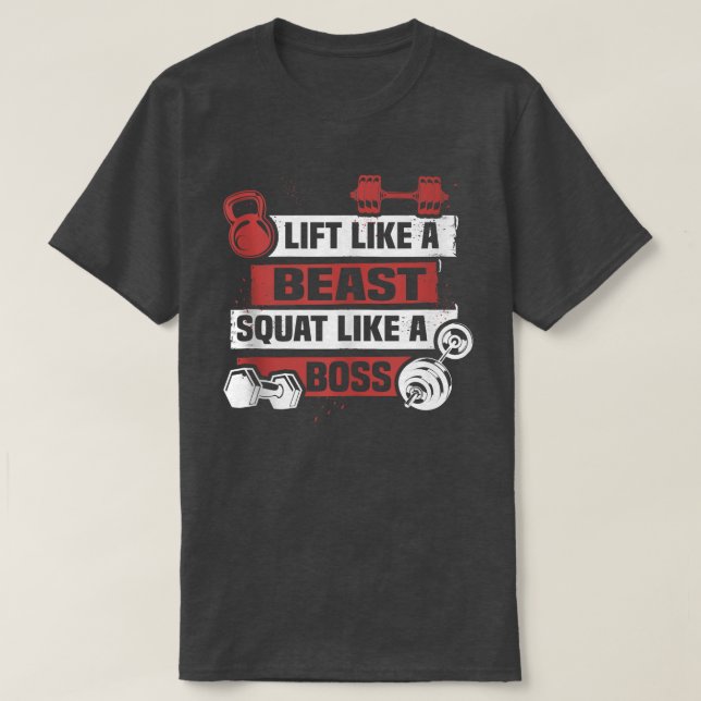Hiss som en Beast fyrkant som en Chef-arbetsvikt T Shirt (Design framsida)