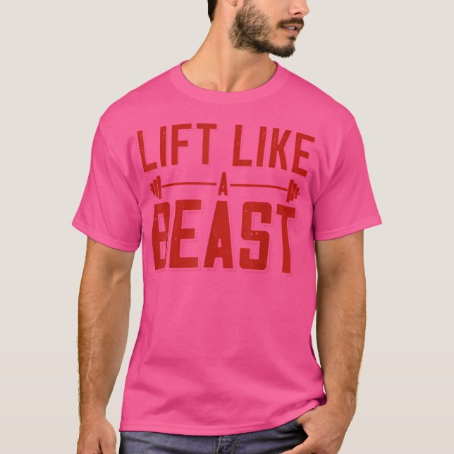 Hiss som en Beast som säger Bodybuilding Barbell B T Shirt (Framsida)
