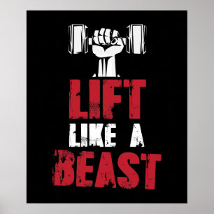 Hiss som en Beast Workout Exercise Gym Tee Poster
