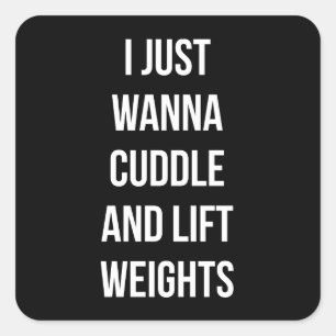 Hiss-vikt och Cuddle - Cute Funny Novelty Gym Fyrkantigt Klistermärke
