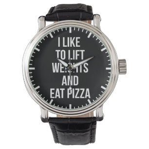 Hiss-vikt och Eat Pizza - Carbs - Lustig Novelty Armbandsur