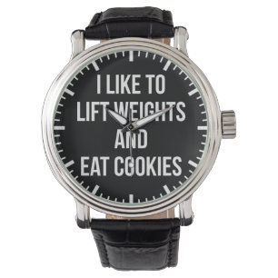 Hiss-vikter och eat Cookies-Funny Workout Armbandsur