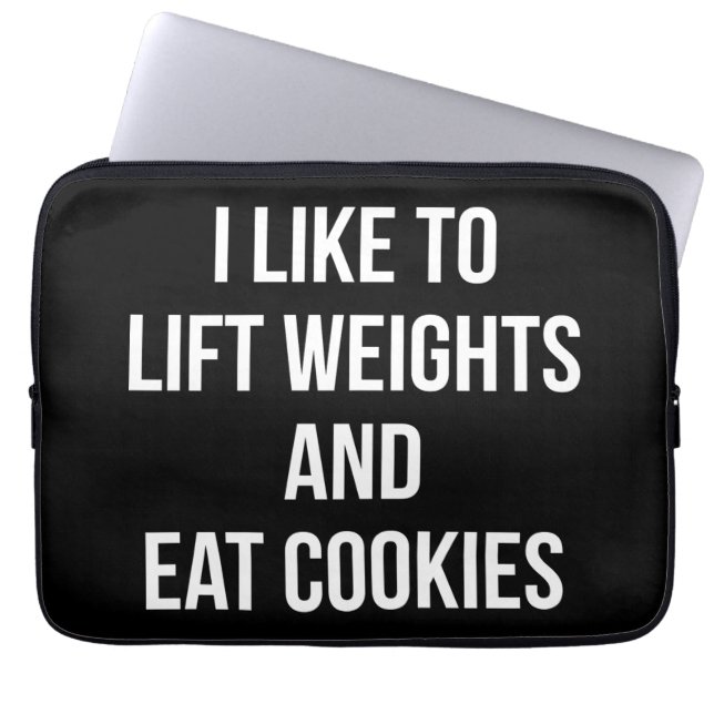 Hiss-vikter och eat Cookies-Funny Workout Laptop Sleeve (Framsidan)